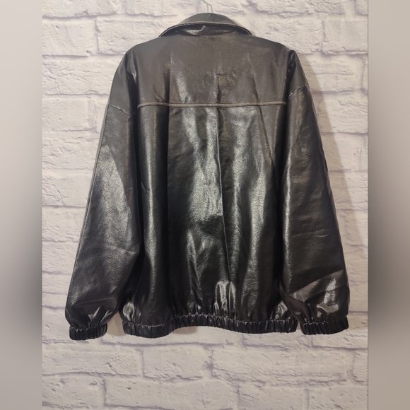 Womens Oversized Y2K Faux Leather Jackets Vintage Fashion Motorcycle Coat - Picture 5 of 13